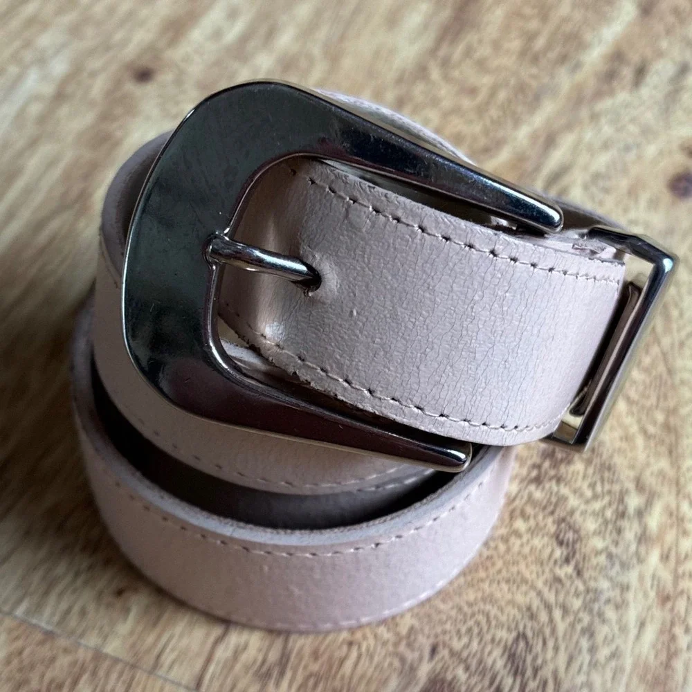 Western Leather Belt Blush Pink Silver Buckle Small Medium Boho Cowgirl Rodeo